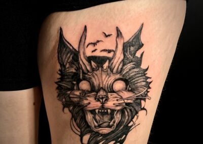 tattoo halle saale arm motiv cat devil