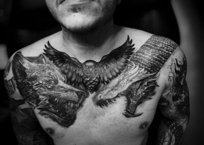 tattoo halle saale motiv rabe krähe brust coverup rework